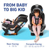 Graco Extend2Fit convertible baby car seat in Gotham, rear and forward facing with adjustable extension panel for extra legroom.