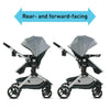 Graco Modes Nest travel system with modular stroller and SnugRide DLX infant car seat in a sleek design, suitable for newborns and toddlers.