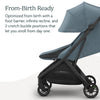 UPPAbaby Minu V3 lightweight travel stroller in Greyson color, featuring a compact design, one-hand fold, and charcoal frame.