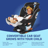 Graco Extend2Fit convertible baby car seat in Gotham color showing adjustable extension panel for extra legroom, rear and forward facing.
