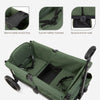 Evolur Trailblazer double wagon stroller in black with removable canopy, all-terrain wheels, 5-point harness, and spacious storage.