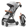 Bombi Bēbee V2 lightweight baby stroller with vegan leather, one-hand fold, infinite recline, aluminum frame, XXL canopy, and storage