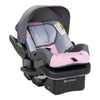 Baby Trend Passport cargo stroller with EZ-Lift Plus infant car seat in pink bamboo, featuring a compact, easy-to-fold travel system.