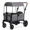 Evolur Trailblazer double stroller wagon in black with all-terrain wheels, removable canopy, 5-point harness, and spacious storage.
