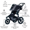 My Store BOB Gear Revolution Flex 3.0 Duallie jogging stroller in graphite black with two seats and all-terrain wheels.