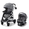 My Store Graco Modes Pramette travel system with infant SnugRide 35 car seat and toddler stroller in Ellington color, ready for use.