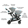 Graco Ready2Grow 2.0 double stroller with bench seat and standing platform for versatile child transportation.