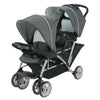 Graco DuoGlider double stroller with tandem seating in glacier, lightweight design, suitable for two children, front and rear seats visible.