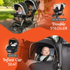 Baby Trend infant and toddler double stroller with car seat, lightweight and portable stormy-colored travel system tandem setup