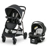 Graco Modes Element Canter travel system with stroller and infant car seat, featuring adjustable canopy and storage basket.