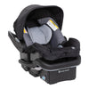 Baby Trend Passport cargo stroller with pink bamboo fabric and EZ-Lift Plus infant car seat, featuring a compact travel system.