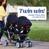 Graco DuoGlider double stroller with tandem seating in glacier color, lightweight design, suitable for two children.