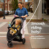 Graco Outpace LX all-terrain 3-wheel baby stroller with rubber tires, one-hand fold, in-seat suspension for smooth ride.
