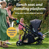 Graco Ready2Grow 2.0 double stroller with bench seat and standing platform, featuring Rafa design, suitable for two children.