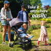 Graco Ready2Jet compact travel stroller with automatic fold, overhead friendly design, lightweight and easy to maneuver.